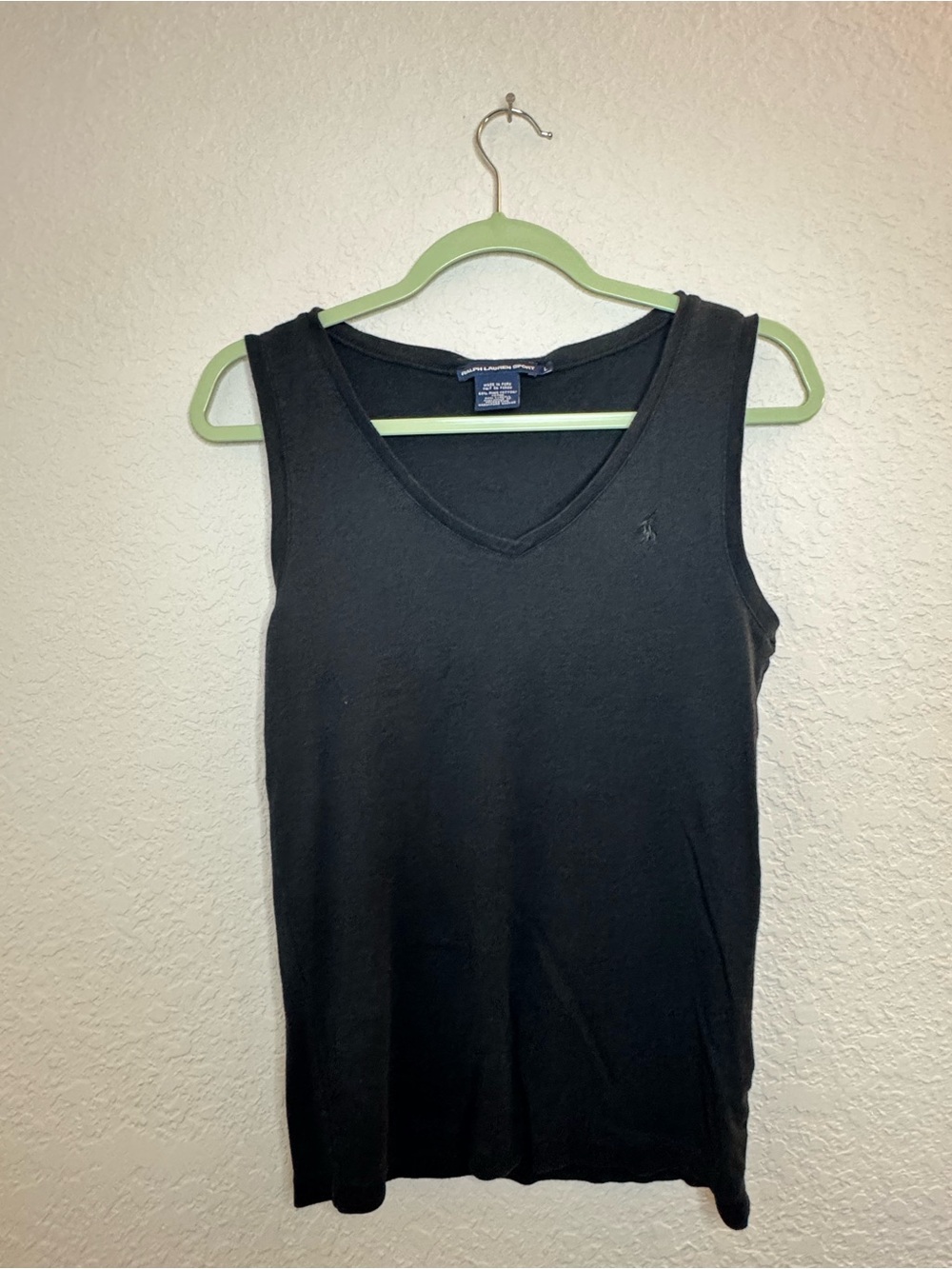 Ralph Lauren Sport Black V-Neck Knit Tank Top